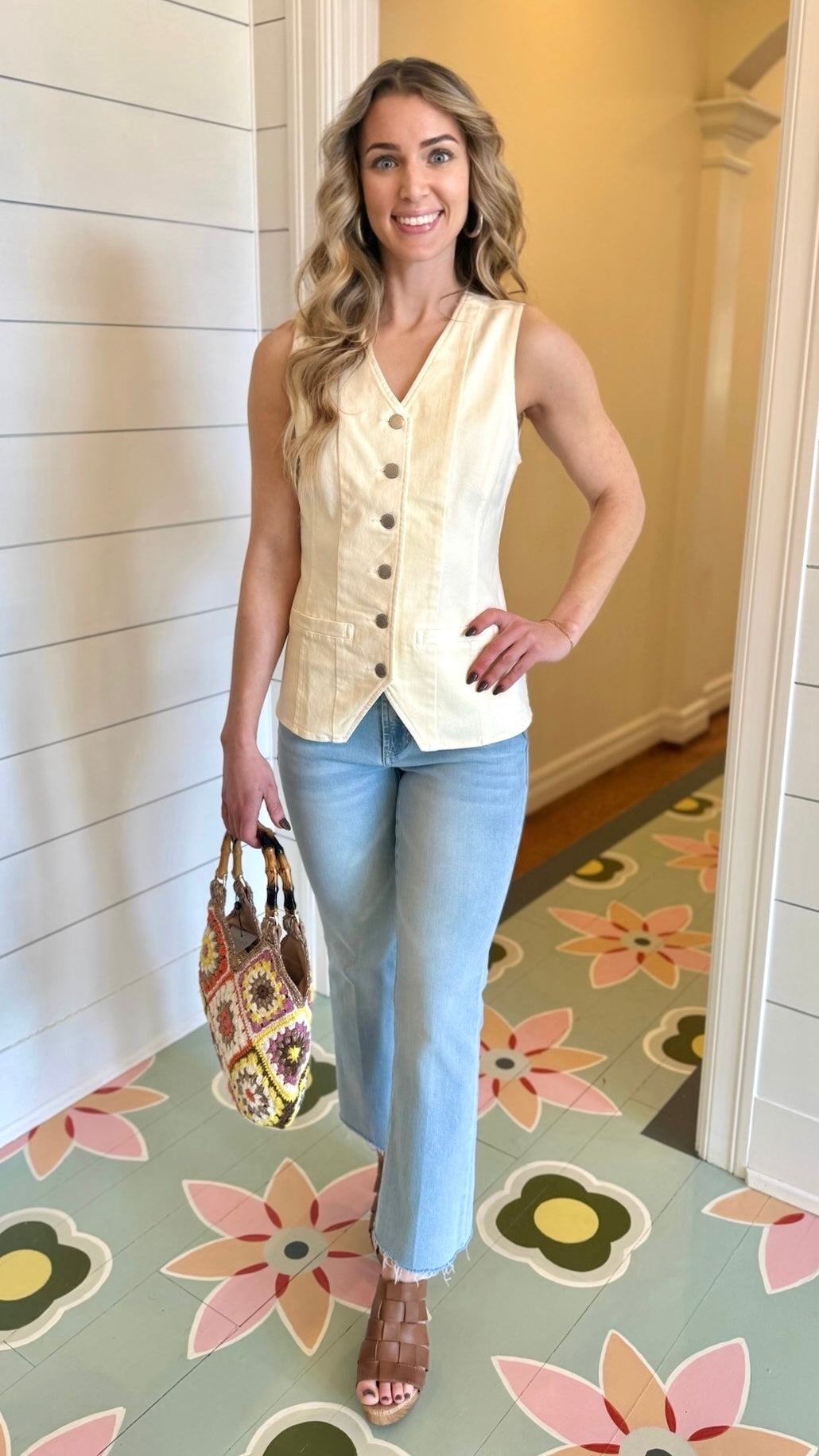 Dear John Prue Denim Vest - Wheat