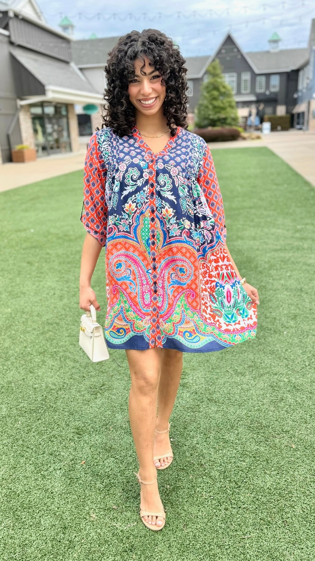 Sarai Button Dress - Navy