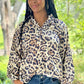 Mae Animal Print Top - Taupe & Navy