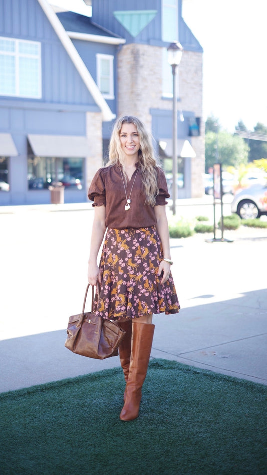 Ivy Jane Suede Top - Chocolate