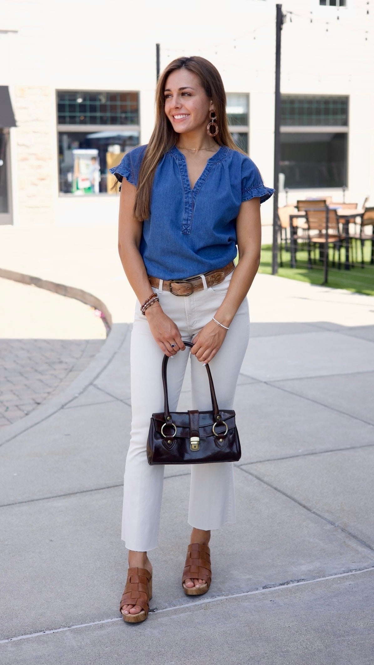 Rebecca Denim Ruffle Sleeve Top