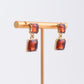 Crystal Double Drop Earrings - Brown