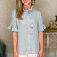 Ivy Jane Cloud Blue Linen Ruffle Blouse