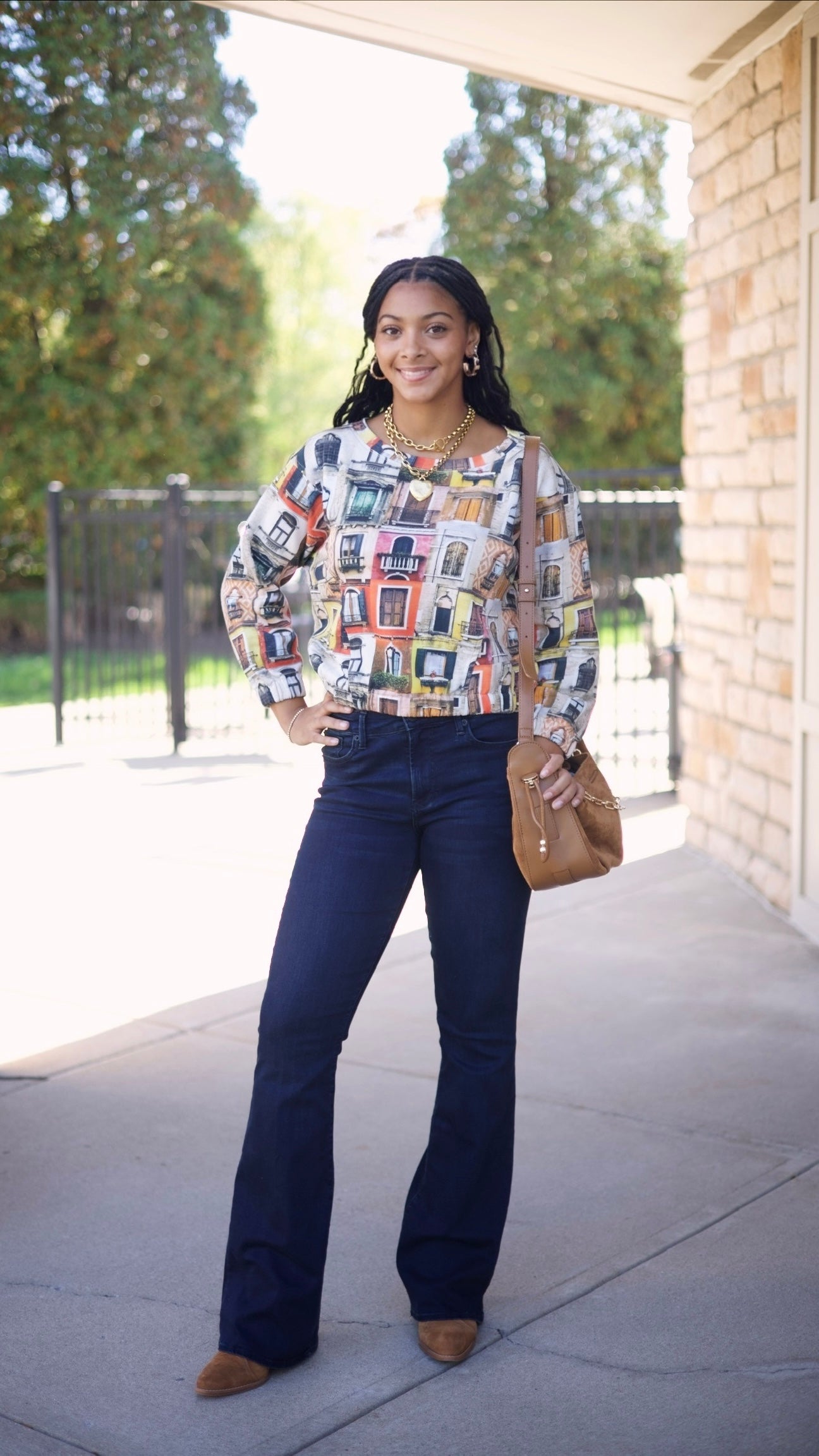 Ivy Jane Popover Novelty Knit Top - Windows