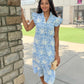 Kenzie Floral Embroidered Dress - Blue