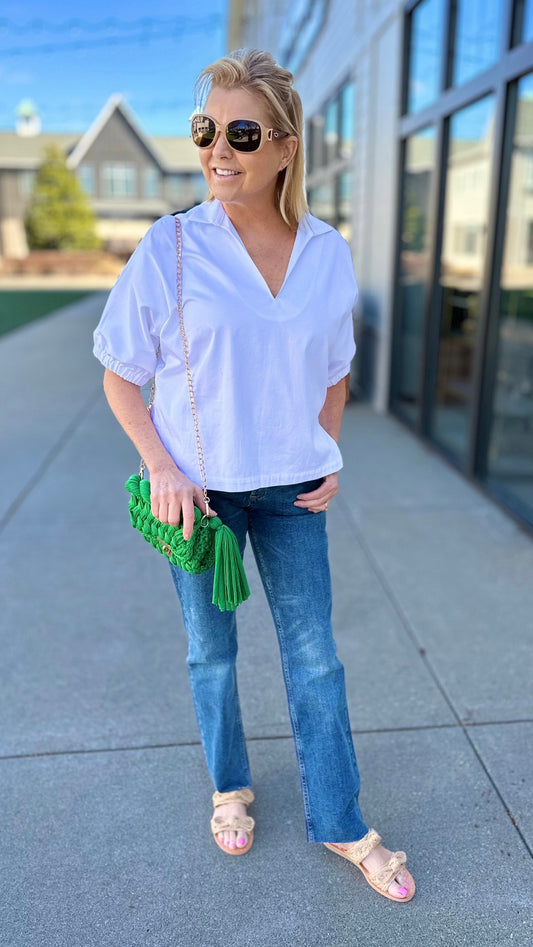 Emily McCarthy Poppy Top - White Cotton Poplin