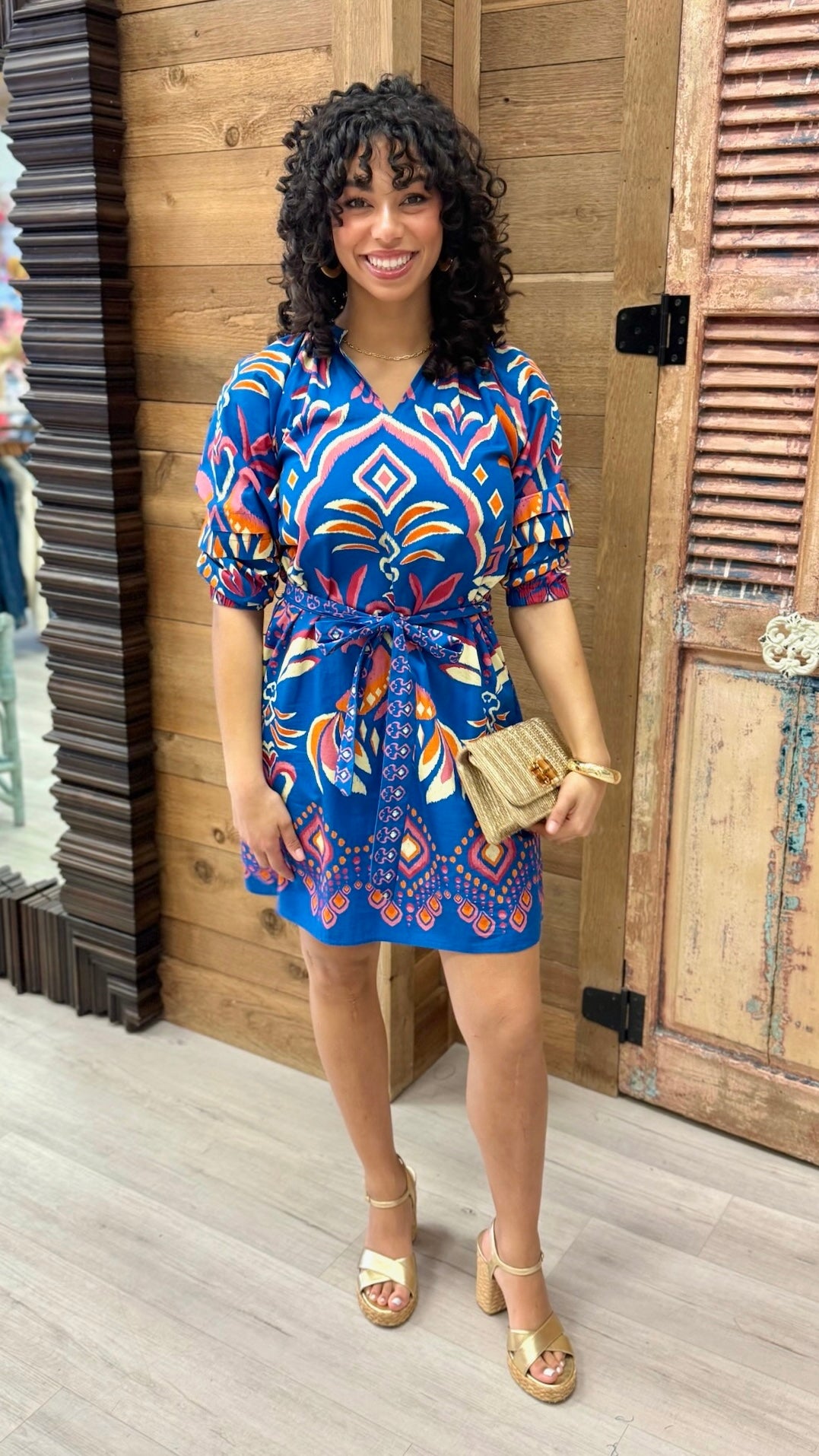 Gia Cobalt Ikat Dress