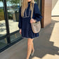 Emma Embroidered Dress - Navy
