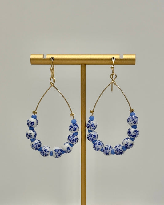 Blue Ceramic Teardrop Earrings