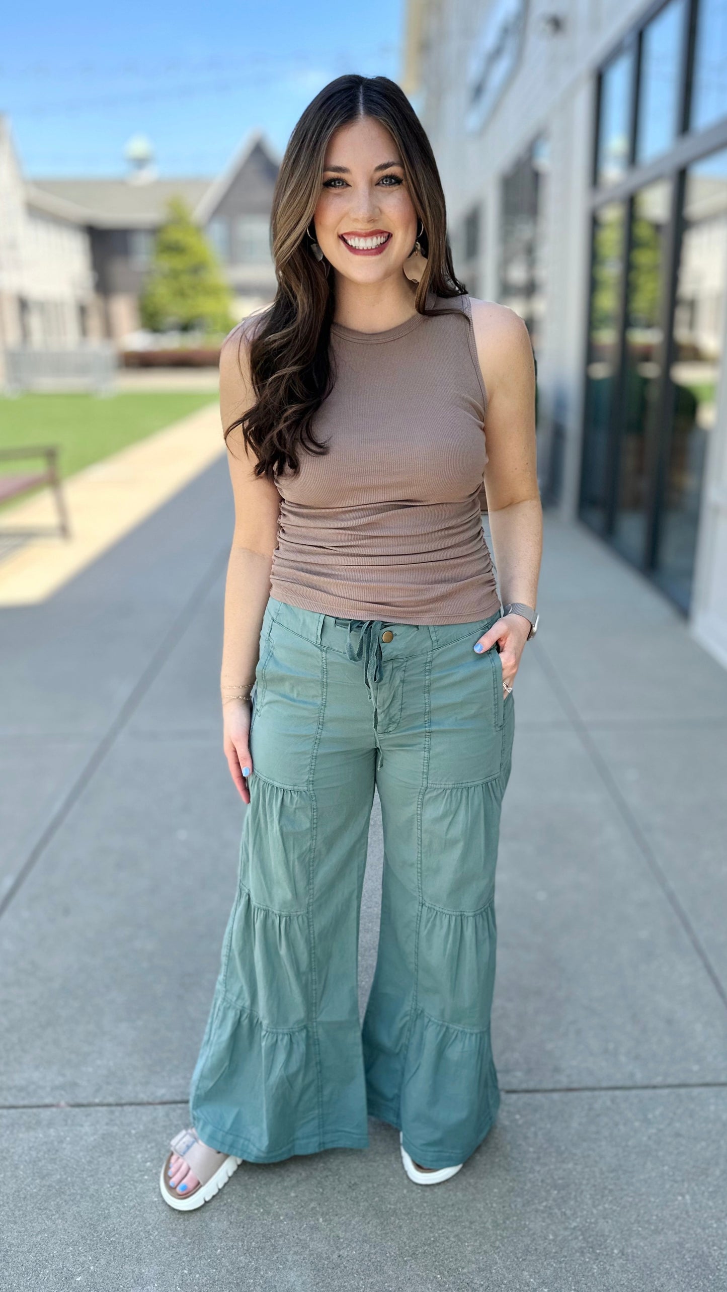 Wearables Terraced Wide Leg Pant - Teal