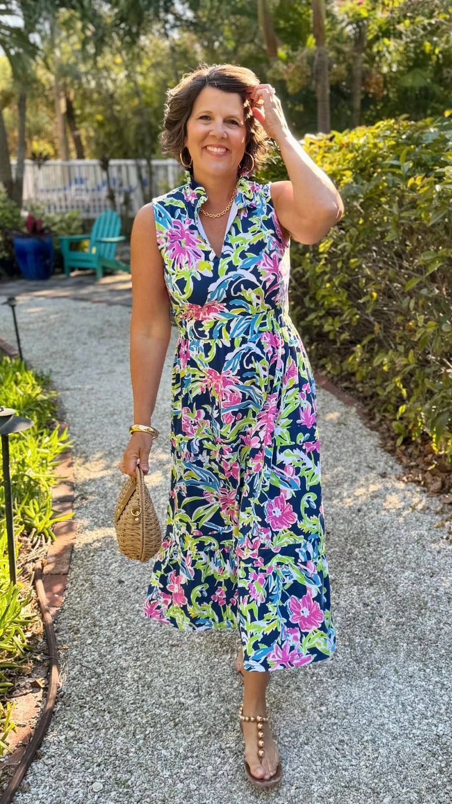Tabi Floral Midi Dress - Navy