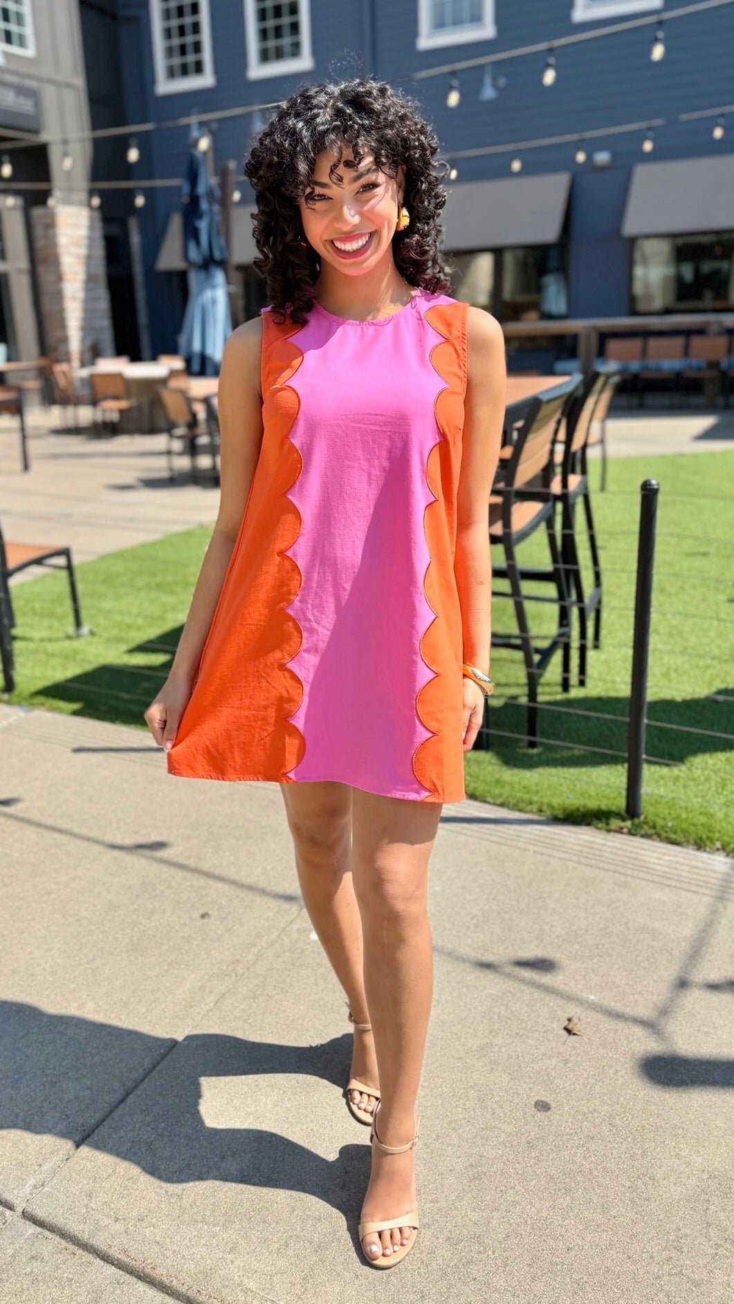 Hailey Sunkist Dress - Orange/Pink