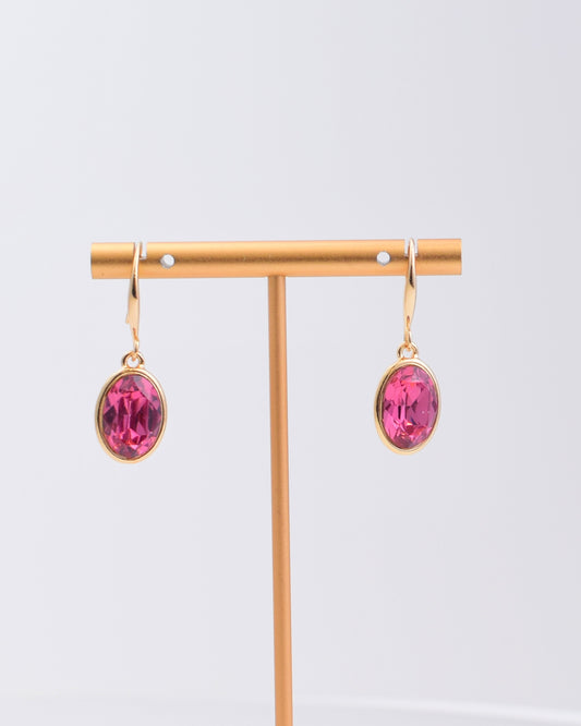 Rose Oval Crystal Earrings
