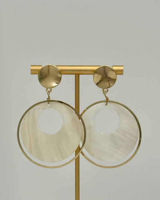 Shell and Disc Circle Earrings