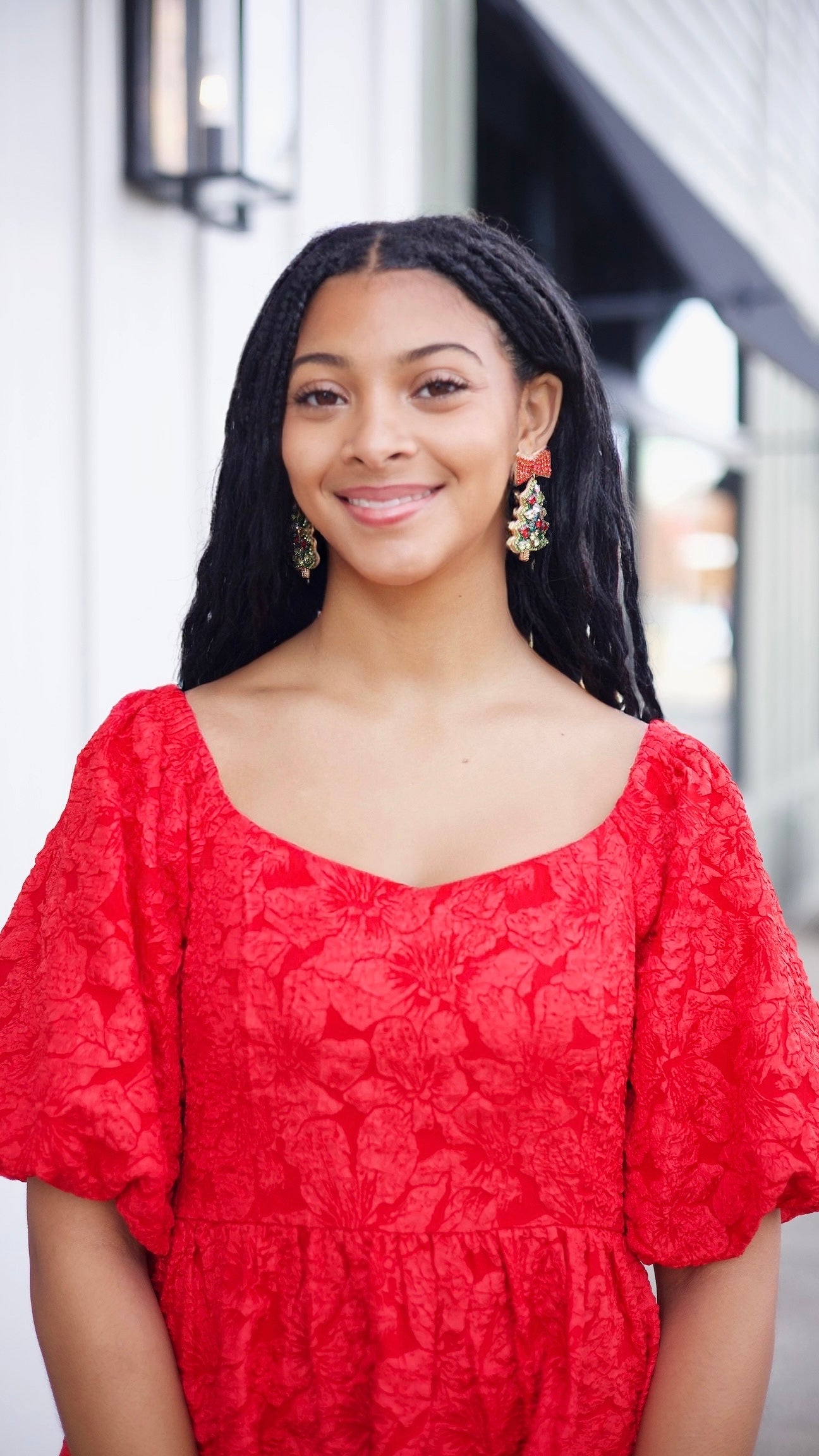 Red Jacquard Bubble Dress