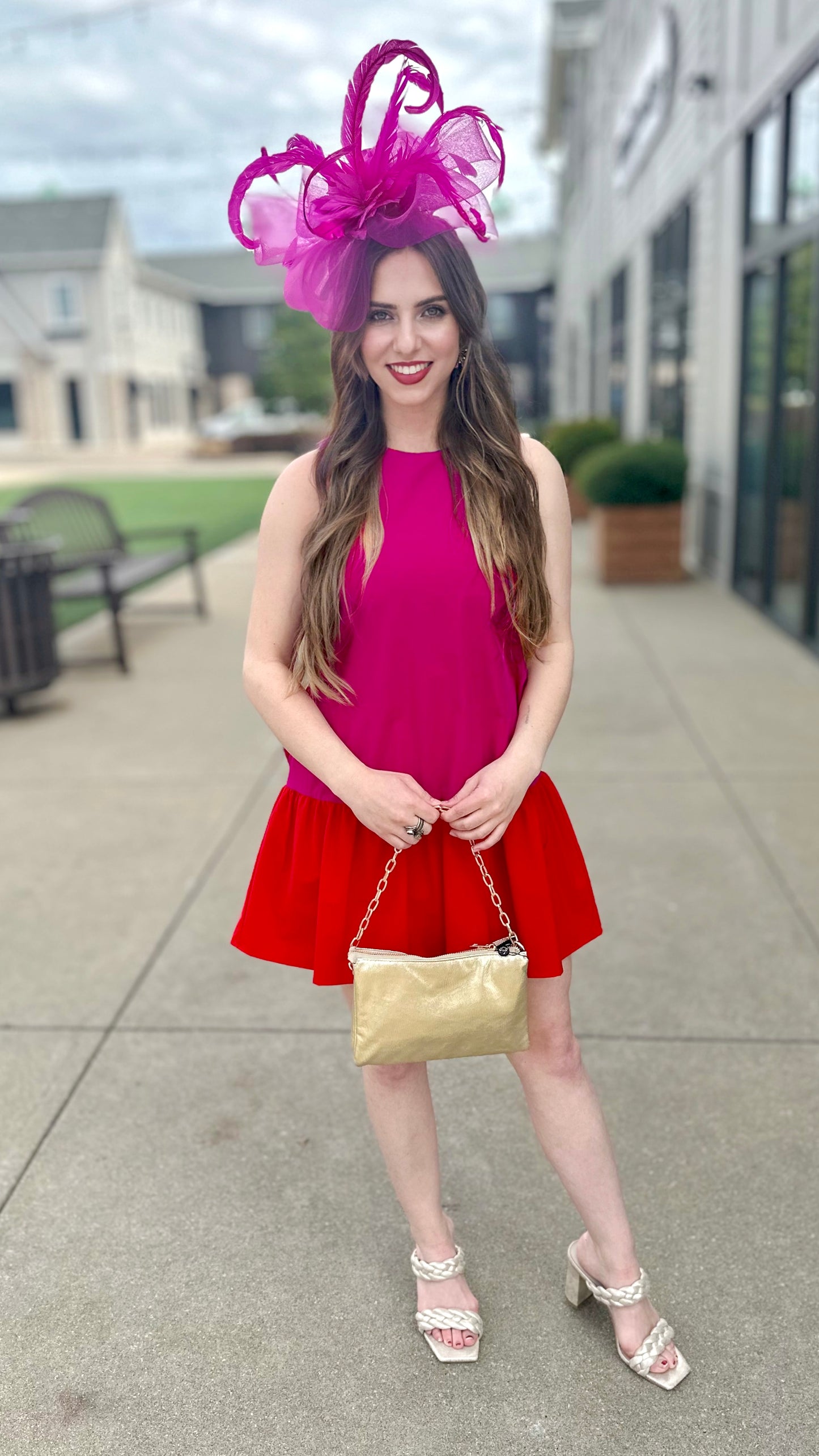 Two Tone Ruffle Hem Dress