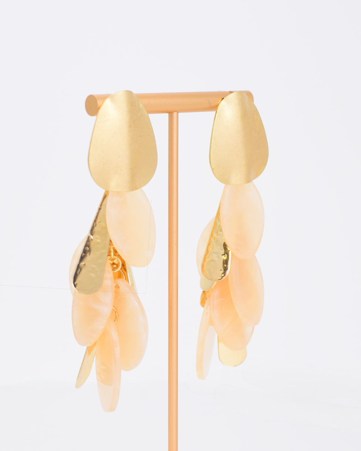 Hammered/Stone Earrings - Beige