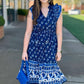 Amelia Navy Abstract Midi Dress