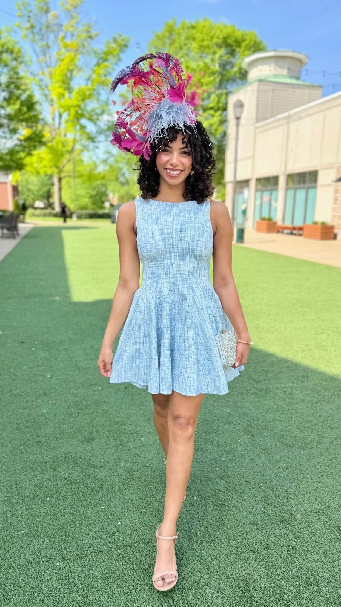 Katie Tweed Dress - Blue