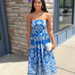 Lola Abstract Dress - Royal Blue