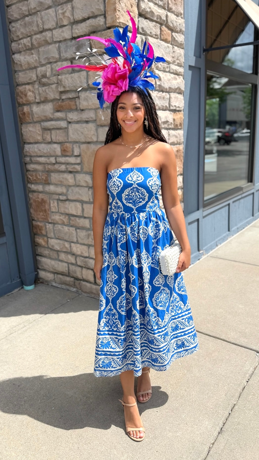 Lola Abstract Dress - Royal Blue