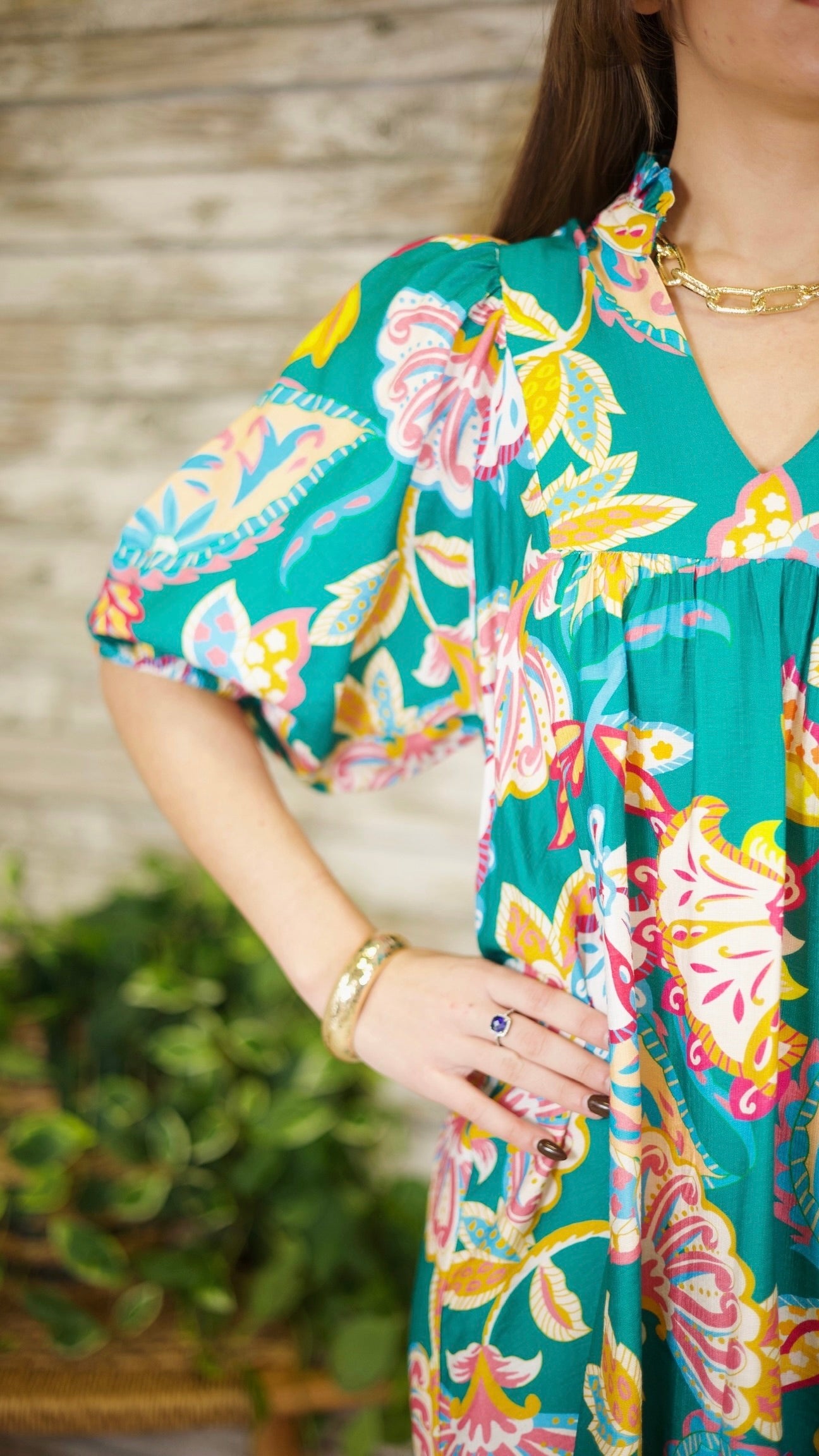 Selena Floral Dress - Emerald