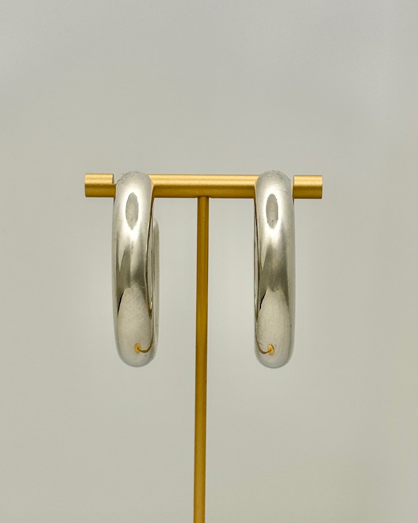50mm Chunky Hoop Earrings - Silver