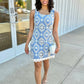 Cassie Floral Crochet Overlay Dress - Blue