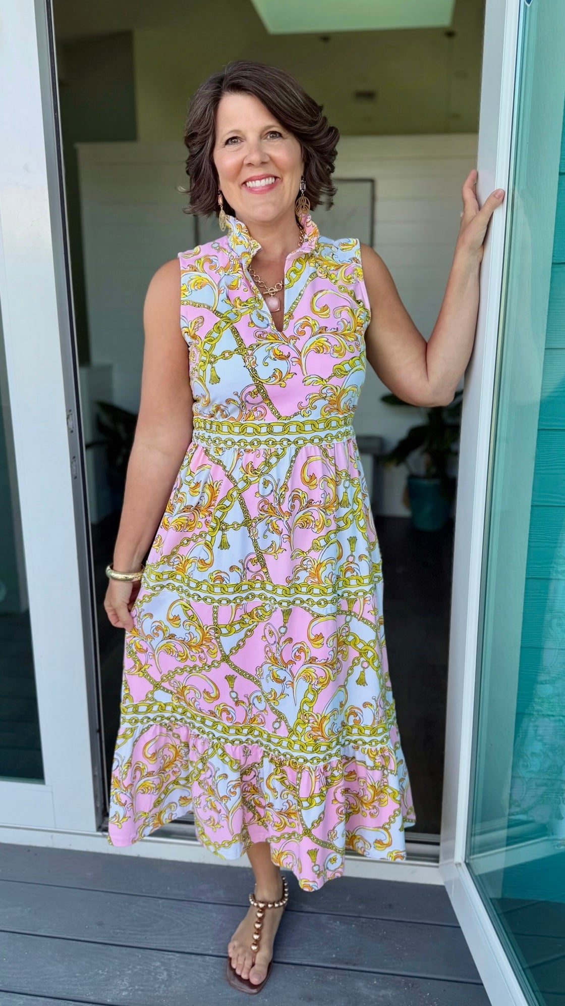 Tabi Chain Print Dress - Pink Multi