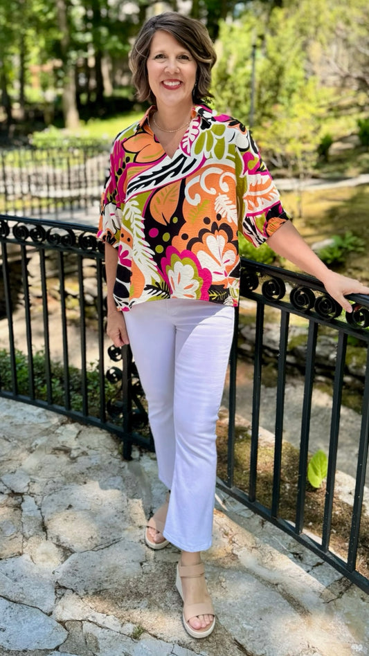 Gianna Flower Top  - Orange