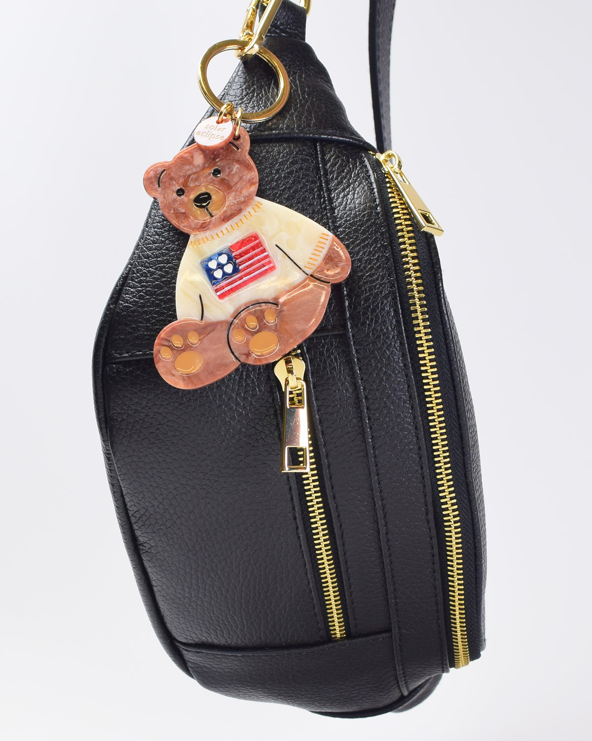 Hand-Painted Americana Teddy Bear Keychain