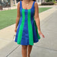 Madison Color Block Mini Dress - Blue/Green