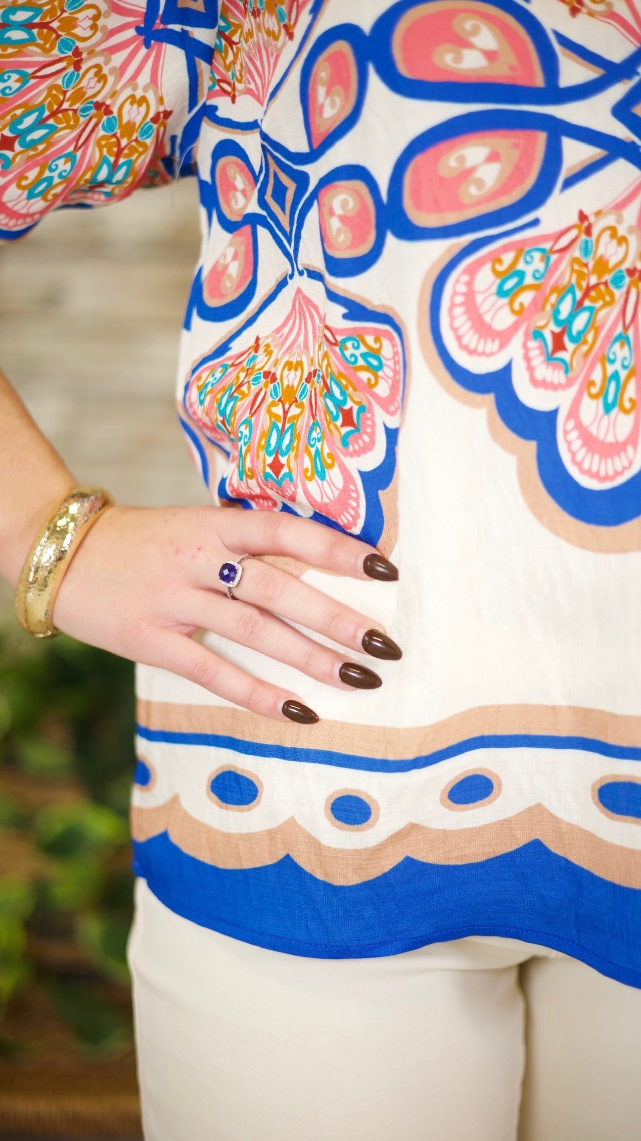 Isla Floral Top - Ecru