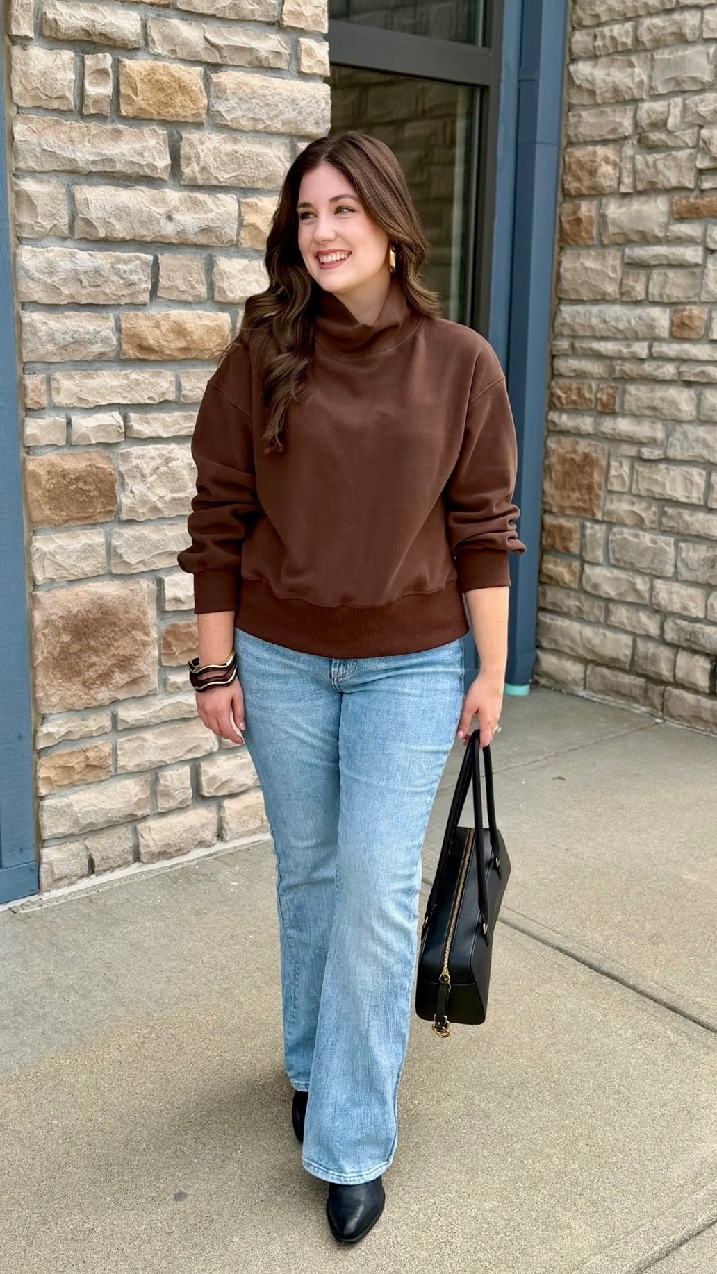 Coco Brown Mock Neck Pullover