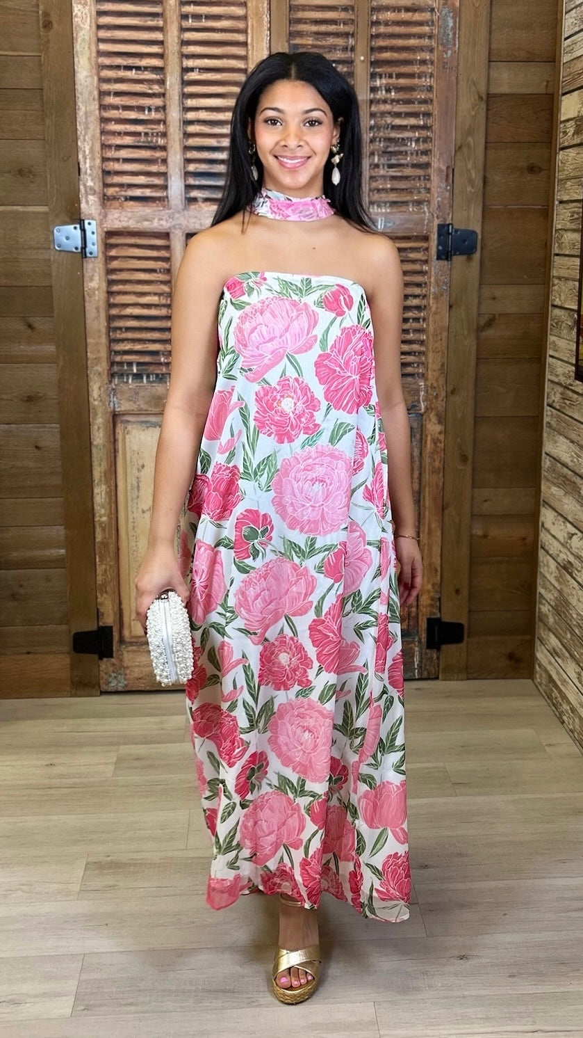 Lucy Strapless Dress - Pink