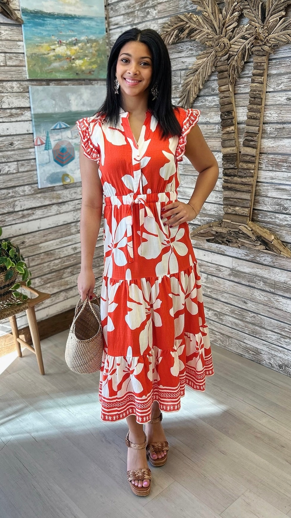 Saylor Tiered Dress - Orange