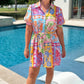 Tropical Floral Tie Shirt Dress - Multi