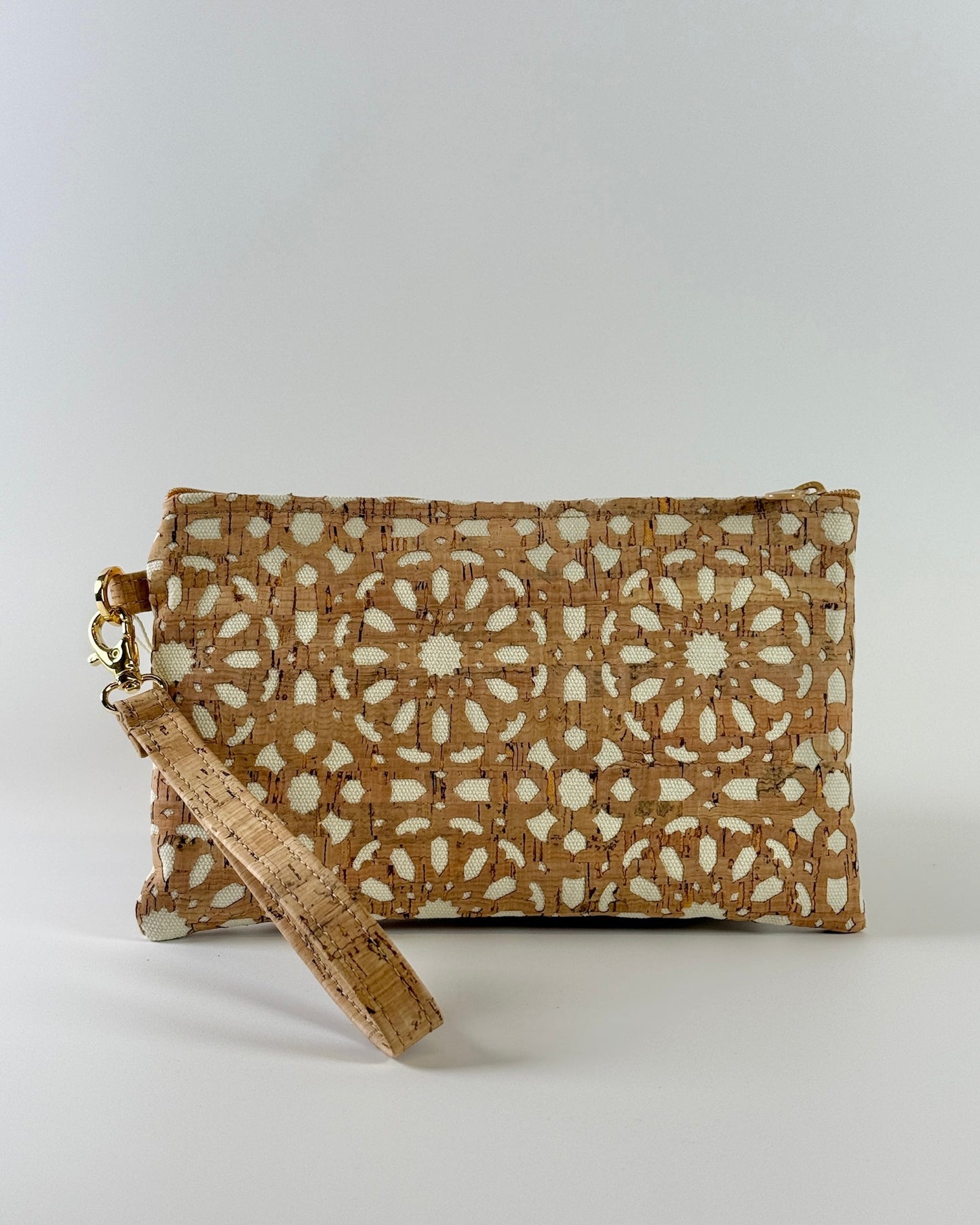 Cream Mandela Die Cut Cork Wristlet