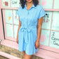 Minny Seersucker Shirt Dress - Blue