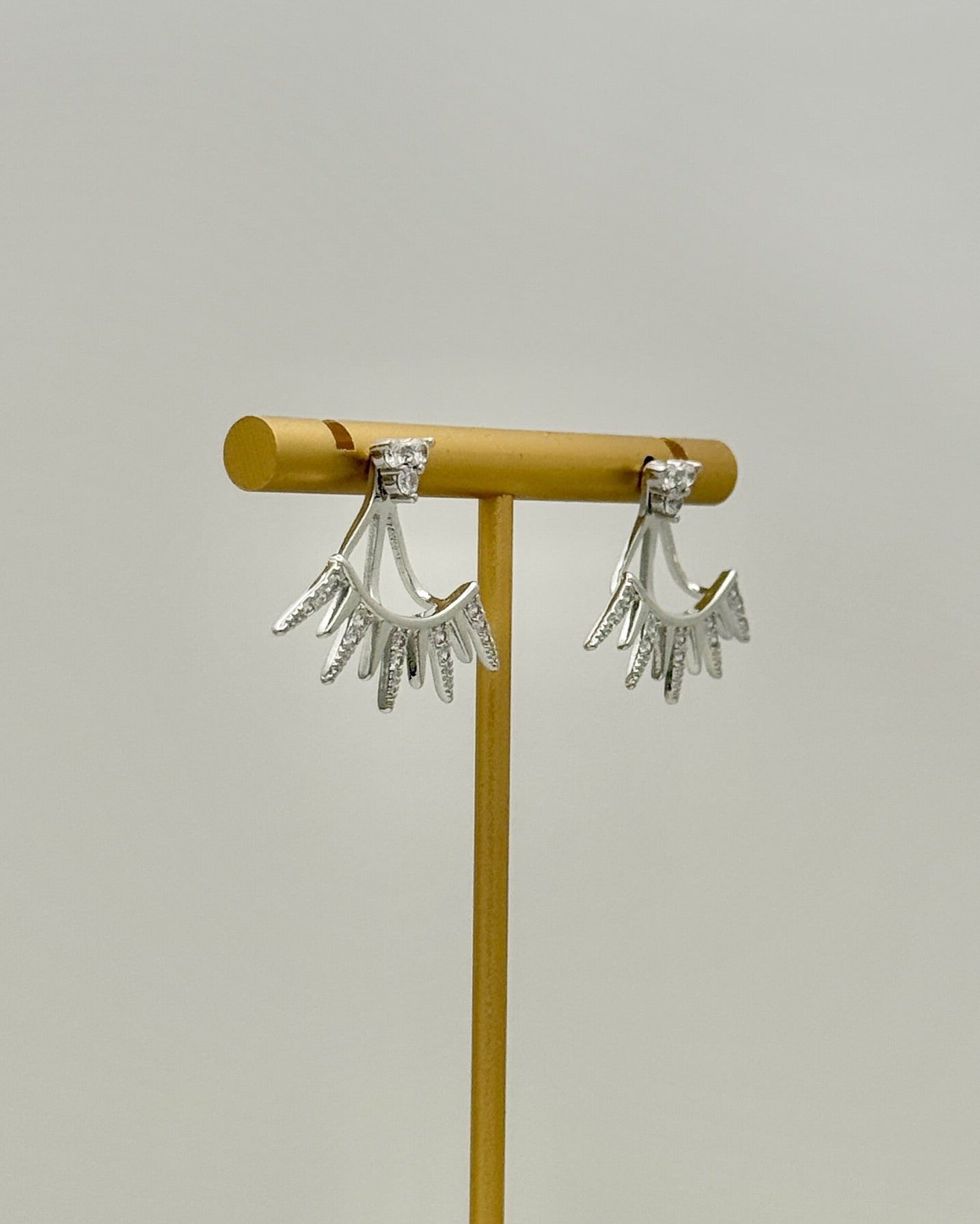 Rhinestone Spider Leg Earrings - Silver
