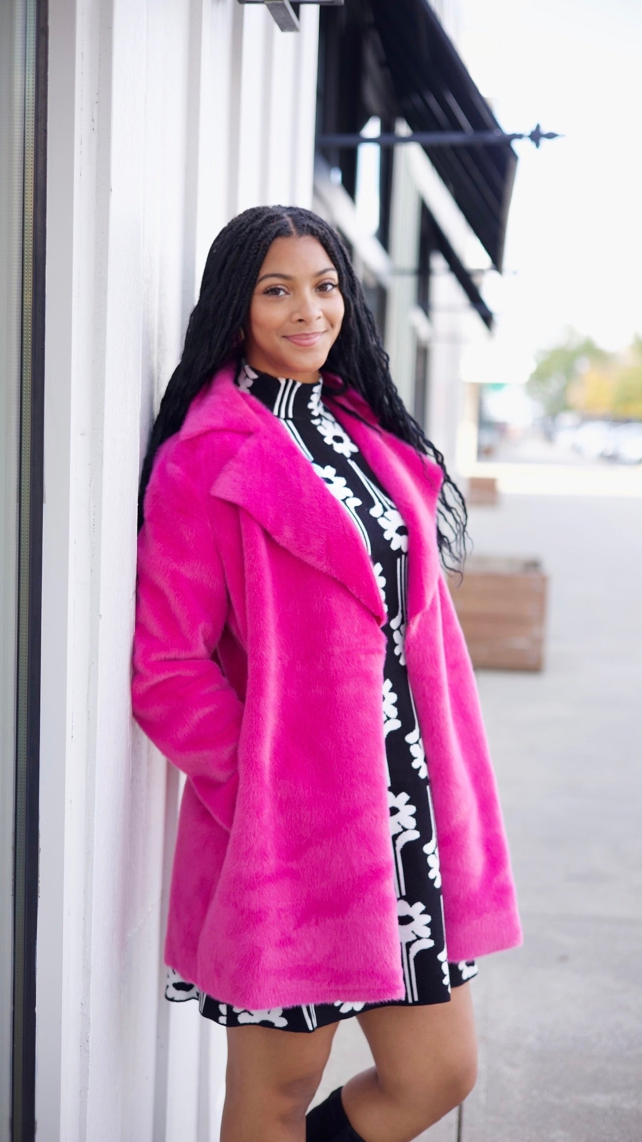Ivy Jane Faux Fur Coat - Hot Pink
