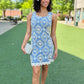 Cassie Floral Crochet Overlay Dress - Blue