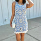 Cassie Floral Crochet Overlay Dress - Blue