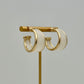 White Acrylic Hoop Earrings - Gold