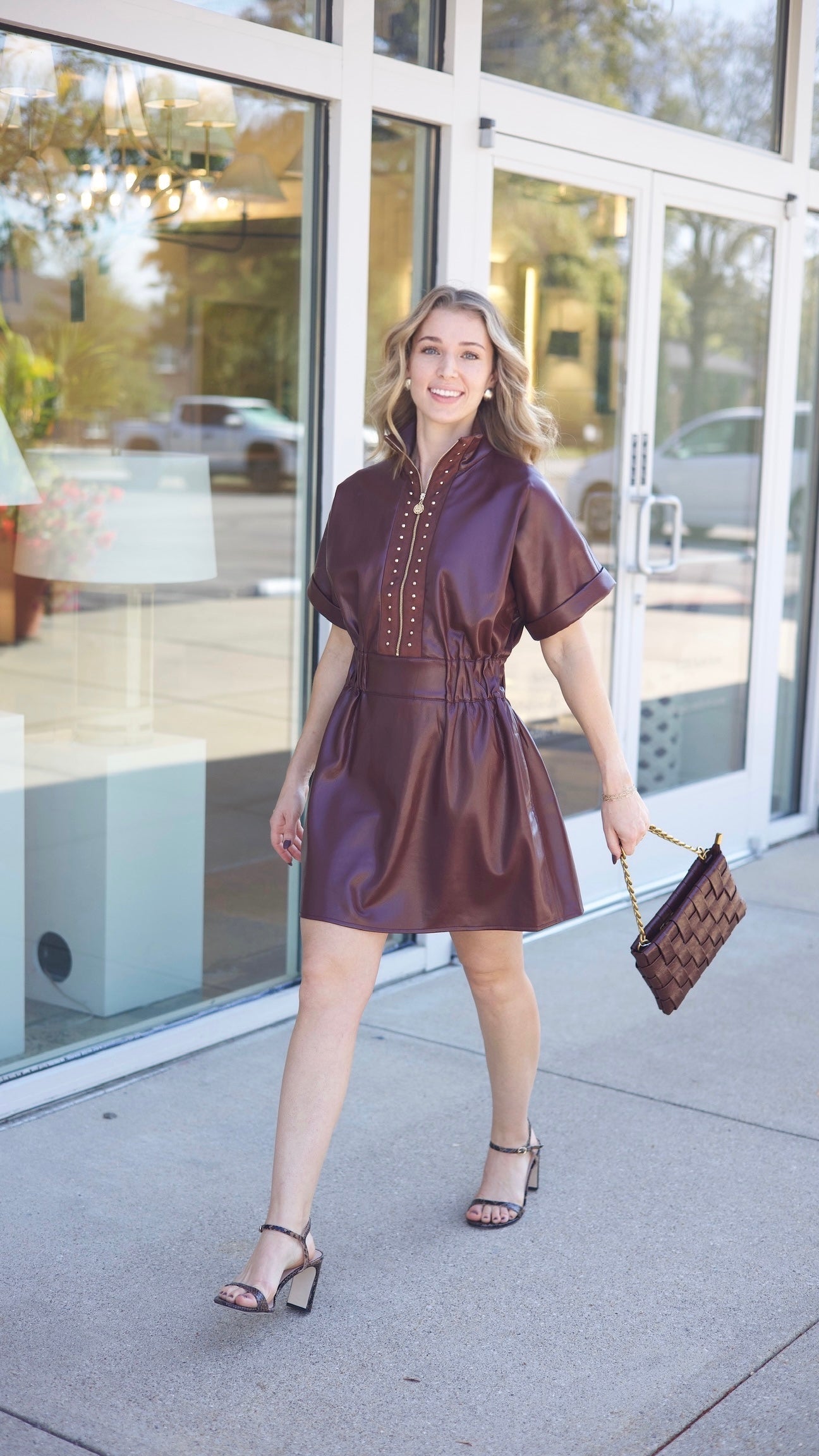 Emily McCarthy Chocolate Faux Leather Dress