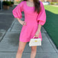 Annie Scoop Neck Linen Mini Dress - Pink