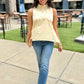 Ruffle Neck Tie Back Top - Latte