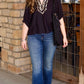 Lizzy Leopard Trim Top - Black