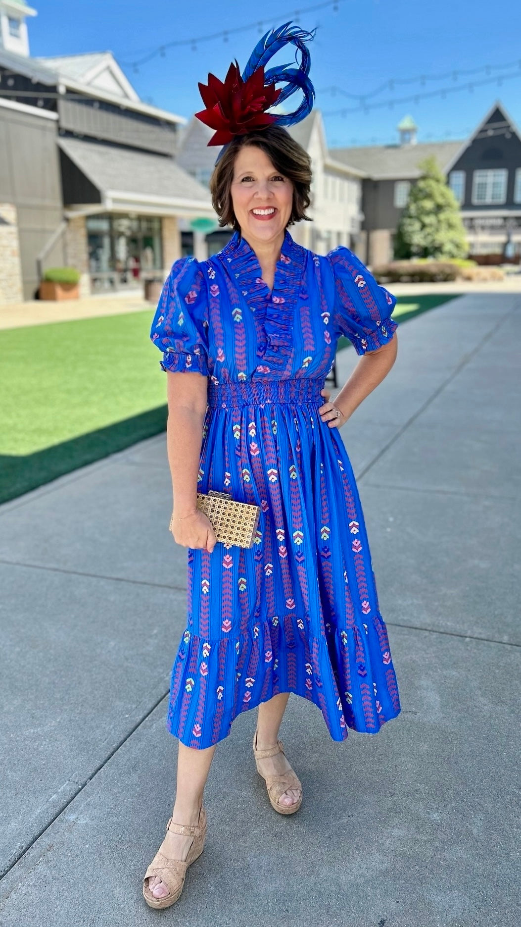 Tulip Midi Dress - Blue Mix