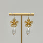 Gold Flower & Pearl Earrings